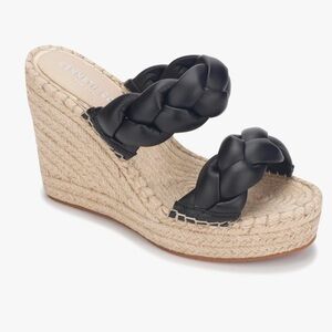 Kenneth Cole New York Black and Cream Espadrille Wedges